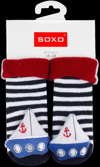 SOXO Infant socks with rattle and abs - "Boat"