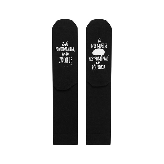 SOXO Men's socks with text "jak powiedziałem, że to zrobię..."