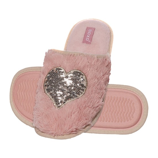 SOXO Women's slippers 'Sequin heart' pink
