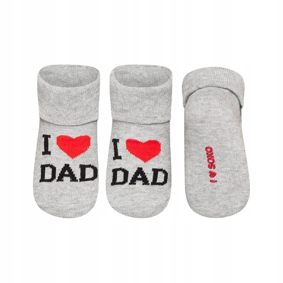 SOXO light gray baby socks with gift inscriptions
