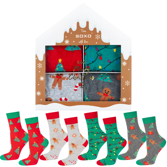 Set of 4x Women's SOXO GOOD STUFF socks Christmas Christmas Gift