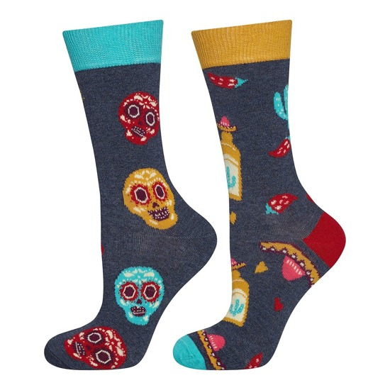 Women's SOXO GOOD STUFF long socks with a Mexican pattern