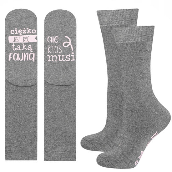 Women's Socks SOXO gray with funny inscriptions cotton
