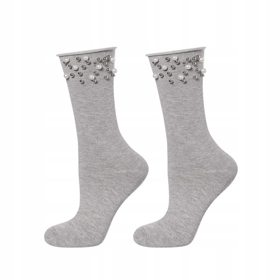 Women's Socks SOXO gray with pearls cotton gift