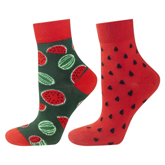 Women's colorful socks SOXO mismatched cotton watermelon