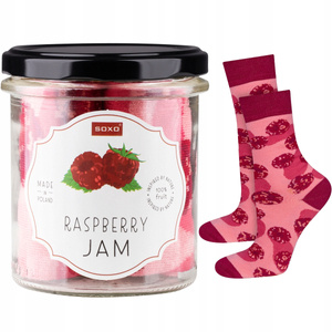 1 Paare von lustigen Socken mit Raspberry jammotiv in einem Glas | Damensocken | SOXO