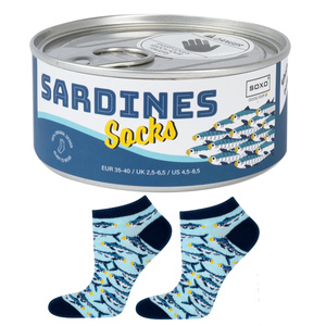 SOXO Damensocken in einer Blechdose | Sardines Muster
