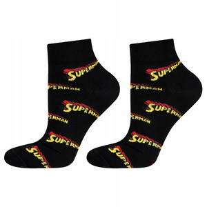 SOXO schwarze Herren kurze Socken | Superman Muster