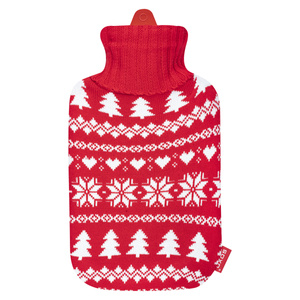 Wärmflasche mit Weihnachtspullover rot SOXO großer Gummiwärmer als Weihnachtsgeschenk