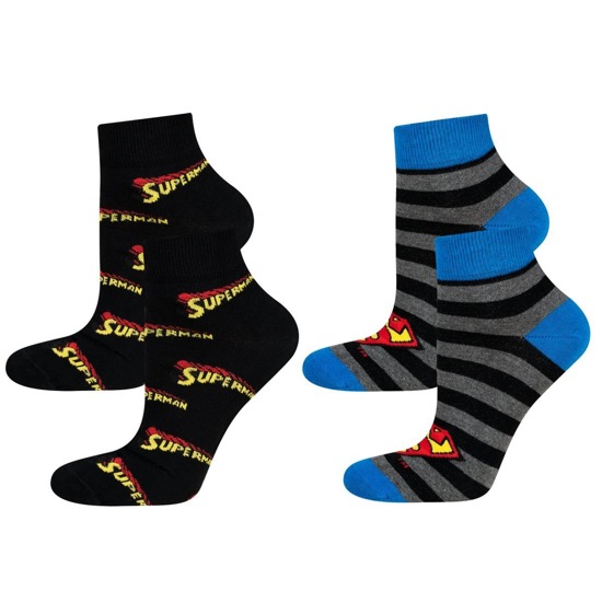 2er Set Bunte kurze Socken SOXO Superman DC COMICS Baumwollsocken