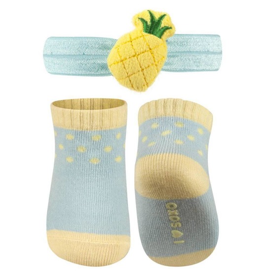 Babyset Blaue SOXO Socken und Stirnband mit Ananas