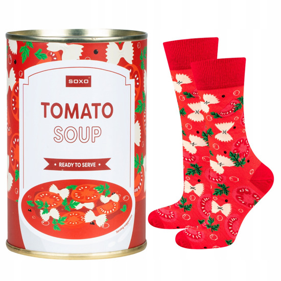 Bunte Männer | Damensocken SOXO GOOD STUFF Tomatensuppe in der Dose Baumwolle für Ihn für Sie Unisex