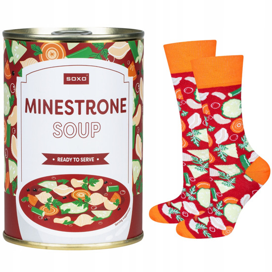 Bunte Männer | SOXO GOOD STUFF Damensocken Minestrone in der Dose, eine fröhliche Idee für ein Unisex-Geschenk