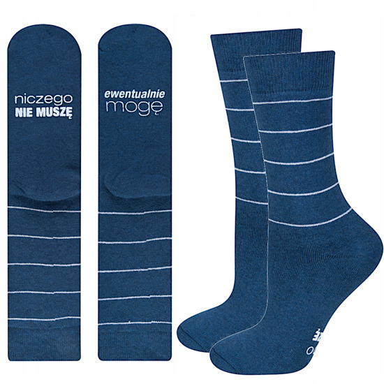 Damen Lange Socken SOXO marineblau mit Aufschriften lustiges Frotteegeschenk
