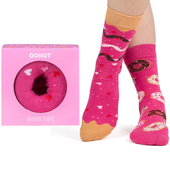 Damensocken SOXO Donat rosa in einer Box, perfekt als Geschenk