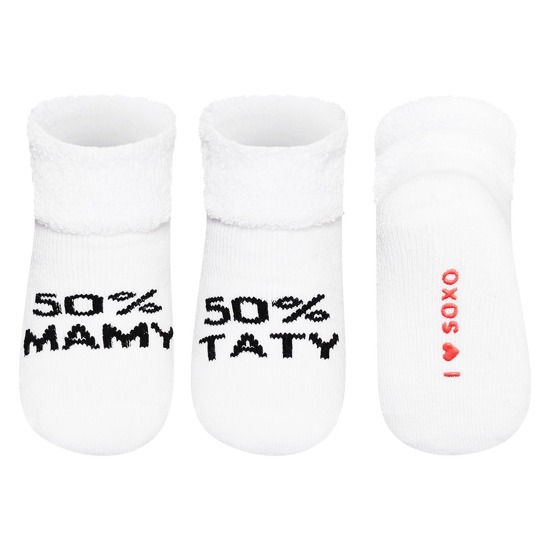 SOXO Socken 50% Mama, 50% Papa - weiß