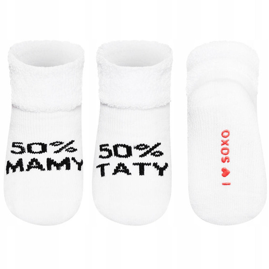 Weiß Babysocken SOXO mit Inschriften 