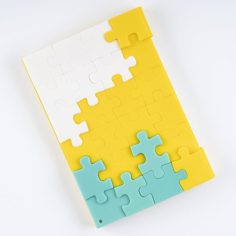  Notebook A6 mit gelbem Puzzle-Cover