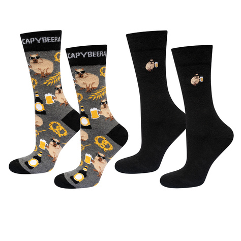 Men's SOXO capybara color socks with beer - 2 