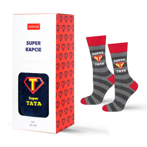 Bunte Set 1x Herrensocken SOXO Superman und 1x Hausschuhe