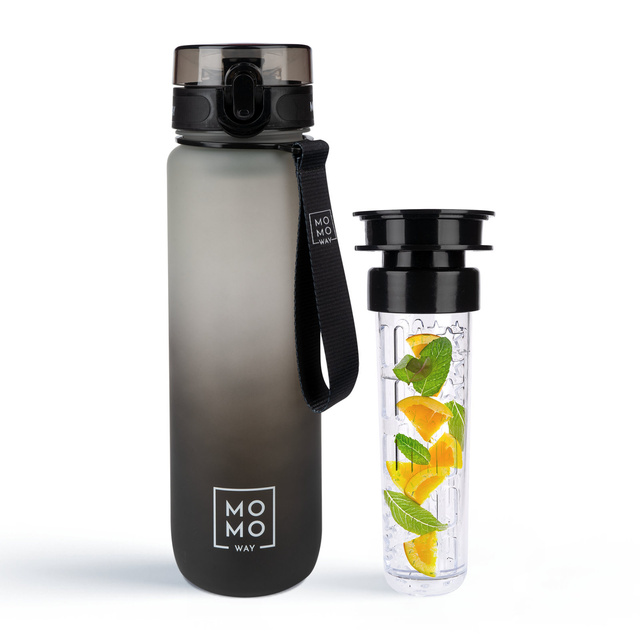 MOMO WAY Water bottle  gray-black | gift idea | BPA free | Tritan