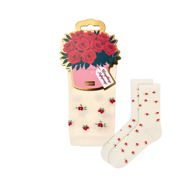 Pink SOXO women's socks with Polish inscriptions funny gift