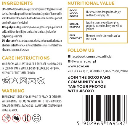 1 Paar von lustigen Socken mit Chicken Noodle Suppenmotiv in einzigartiger Verpackung | Damen-/Herrensocken | SOXO