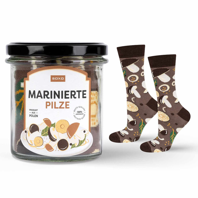 Herrensocken SOXO Pilze mariniert in einem Glas für ihn