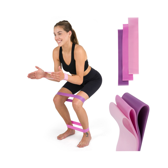 Set of 3x Soxo pink resistance bands for exercise