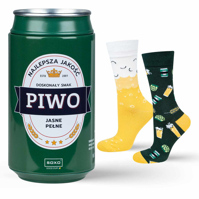 Bunte Herrensocken SOXO GOOD STUFF Bier Irish Red Ale in der Dose