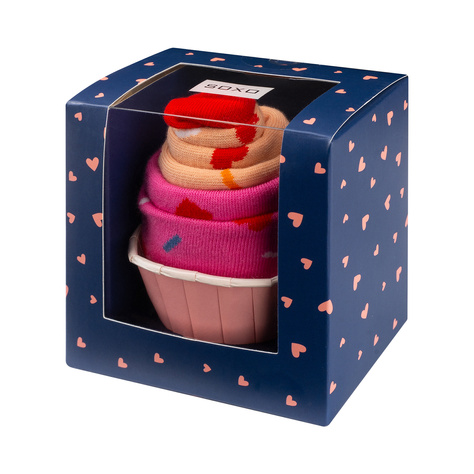 Set of 2x Women's SOXO cupcake socks in a fun gift pack 