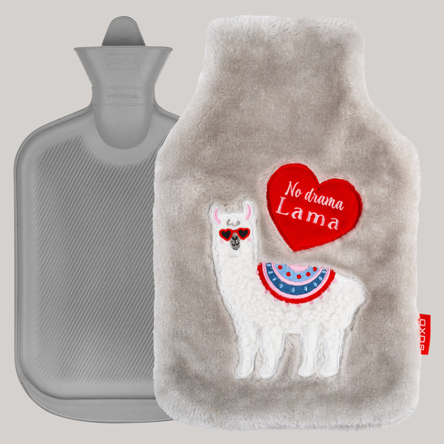 Hot water bottle llama SOXO gray 1.8 L