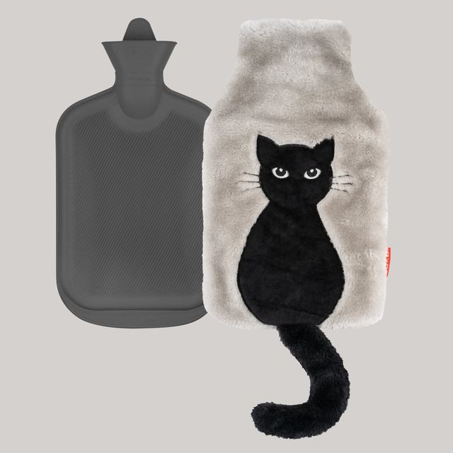 Hot water bottle SOXO cat with tail, gray 1.8 L