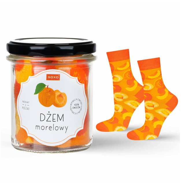 Bunte Frauensocken SOXO GOOD STUFF Aprikosenmarmelade im Glas
