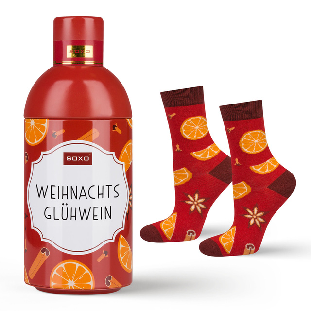 Women Colorful Socks SOXO GOOD STUFF | Mulled wine in a bottle | gift for her