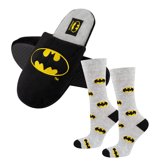 Set of 1x SOXO Batman men's colorful socks and 1x Batman men's slippers 