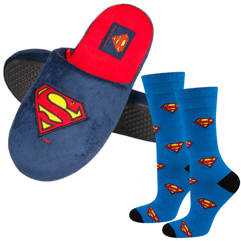 Bunte Set 1x Herrensocken SOXO Superman und 1x Hausschuhe Superman