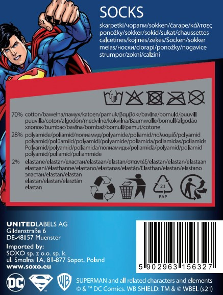 Set mit 2x lustigen Kurze Herrensocken mit Superman DC Comics | SOXO