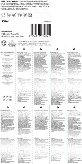 Thermosflasche aus Edelstahl 500mL Schwarz | langlebig und praktisch | Harry Potter | Hogwarts