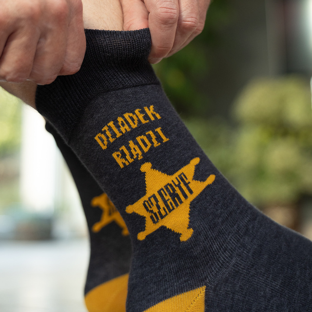 Men's colorful SOXO GOOD STUFF socks, cotton with Polish inscriptions