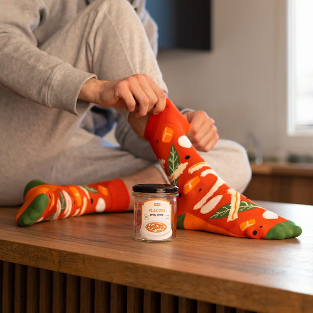 Bunte SOXO GOOD STUFF Herrensocken mit lustigem Baumwollhonig im Glas