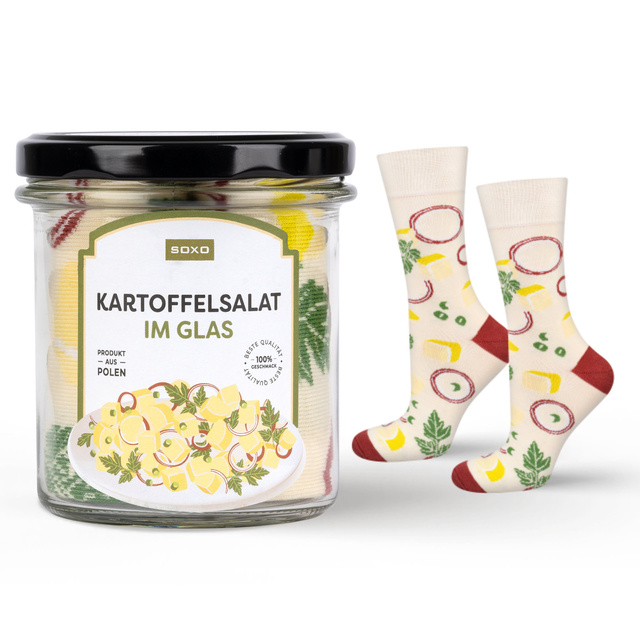 Herrensocken SOXO  Kartoffelsalat in einem Glas