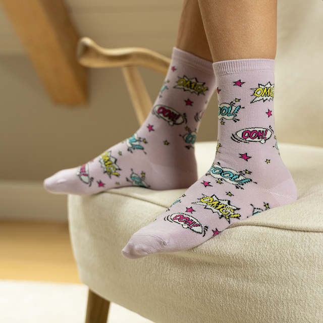 Pink SOXO women's socks with Polish inscriptions funny gift