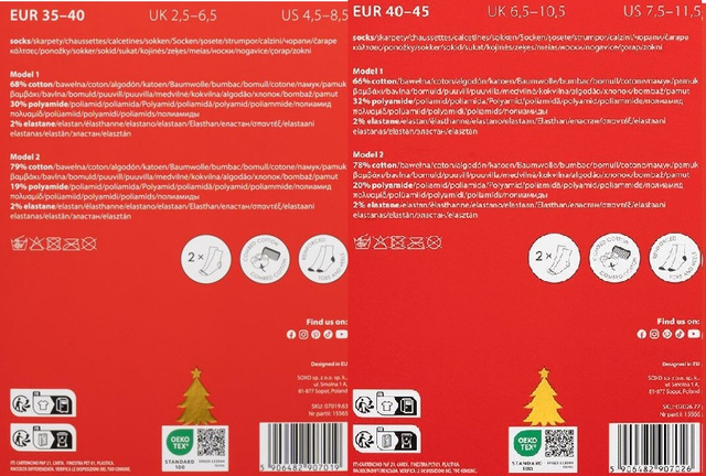 Men's and women's Soxo Christmas socks in packaging