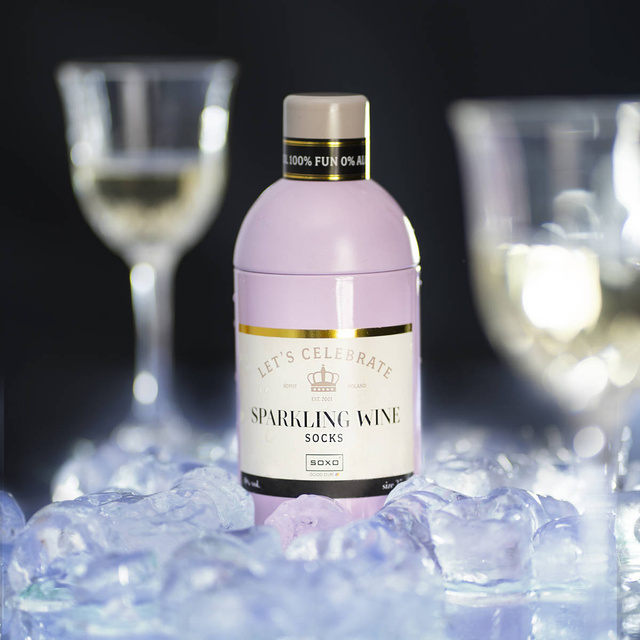 Women's SOXO GOOD STUFF socks with Sparkling Wine in a bottle