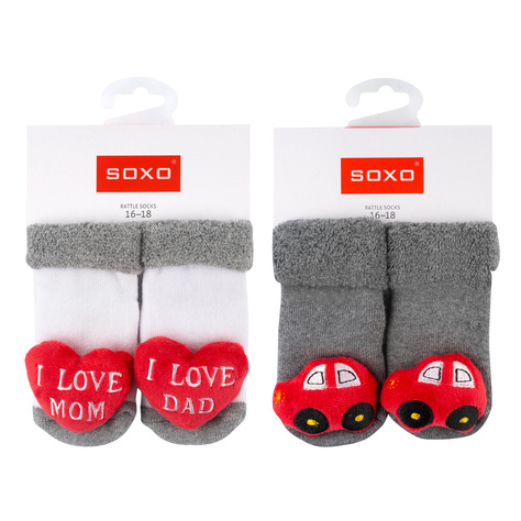 Set mit 2x Bunte Babysocken mit Rassel | SOXO