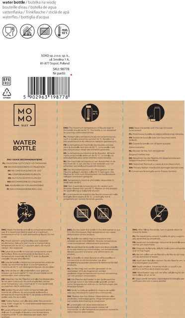 MOMO WAY Water bottle blue and pink | ideal for travel | BPA free | Tritan