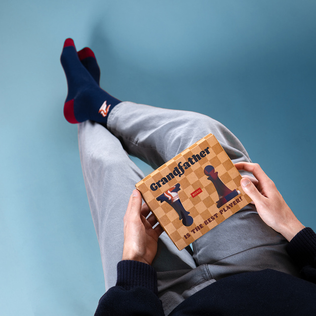 Men's Socks SOXO Chess for Grandpa - 2 Pairs