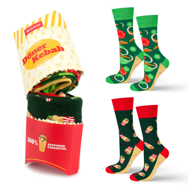 Set of 2x Colorful SOXO men's socks | kebab in a box | funny gift for a man | colors