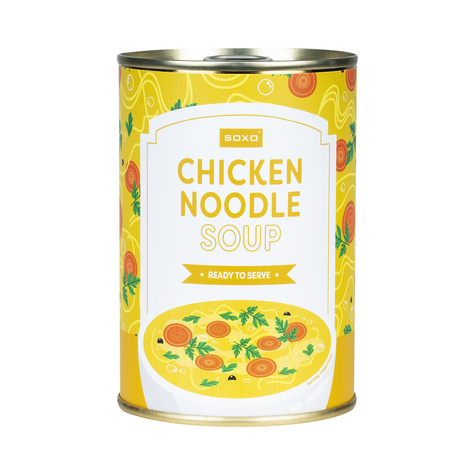 Women | Men's SOXO GOOD STUFF socks colorful chicken soup in a tin for a unisex gift